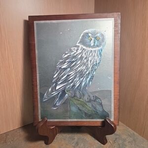 Elegant Owl Art Print on Wooden Frame